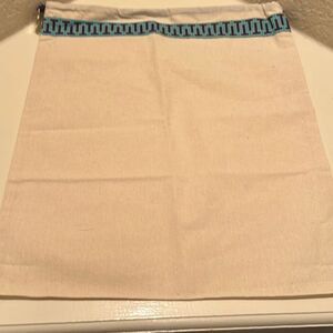 Tory Burch Natural Beige Dustbag Blue Pattern Trim Drawstring Storage Giftbag